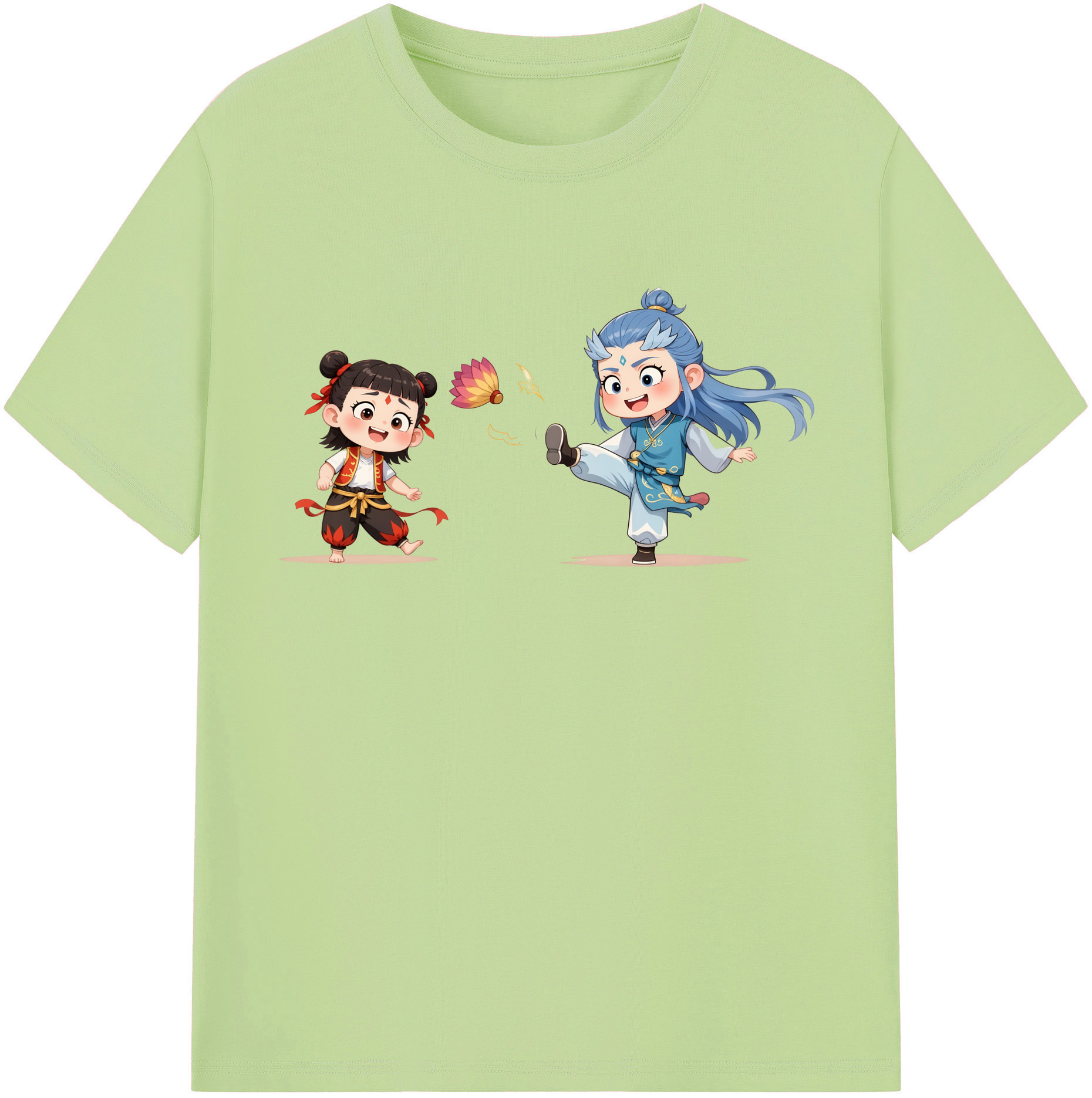 （画像用） Ne Zha 2 ナタ 魔童の大暴れ 綿100％半袖Tシャツ（フロントプリント）